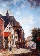 unknow artist, European city landscape, street landsacpe, construction, frontstore, building and architecture. 178